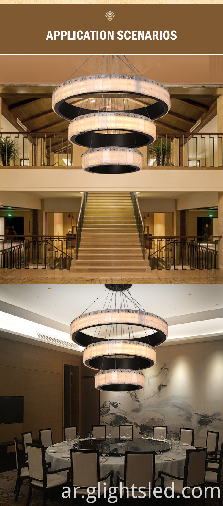 G-Lights التصميم الإبداعي غرفة المعيشة الداخلية فندق جولة الزجاج Led الثريا قلادة مصباح